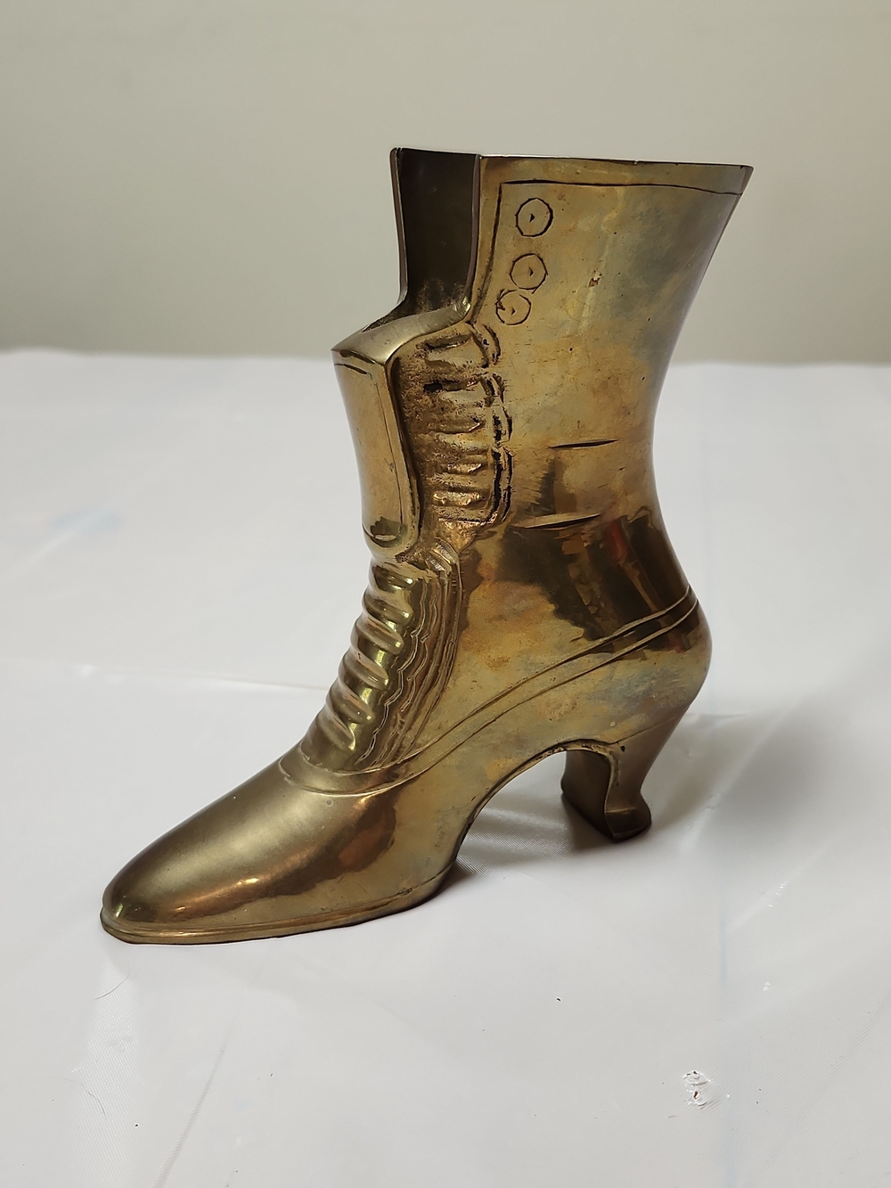 Brass Victorian Boot Figurine - Gold Decorative Accent